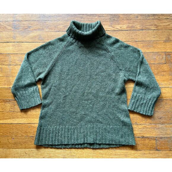 DAVID BROOKS Green Silk Crop Turtleneck Knit Sweater sz L (fits like a Small) - Picture 2 of 9